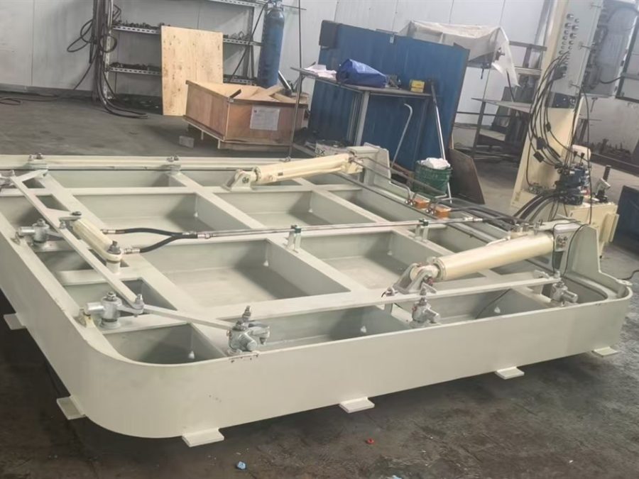 Completed hydraulic watertight hatch, cylinders and cleating gear fitted