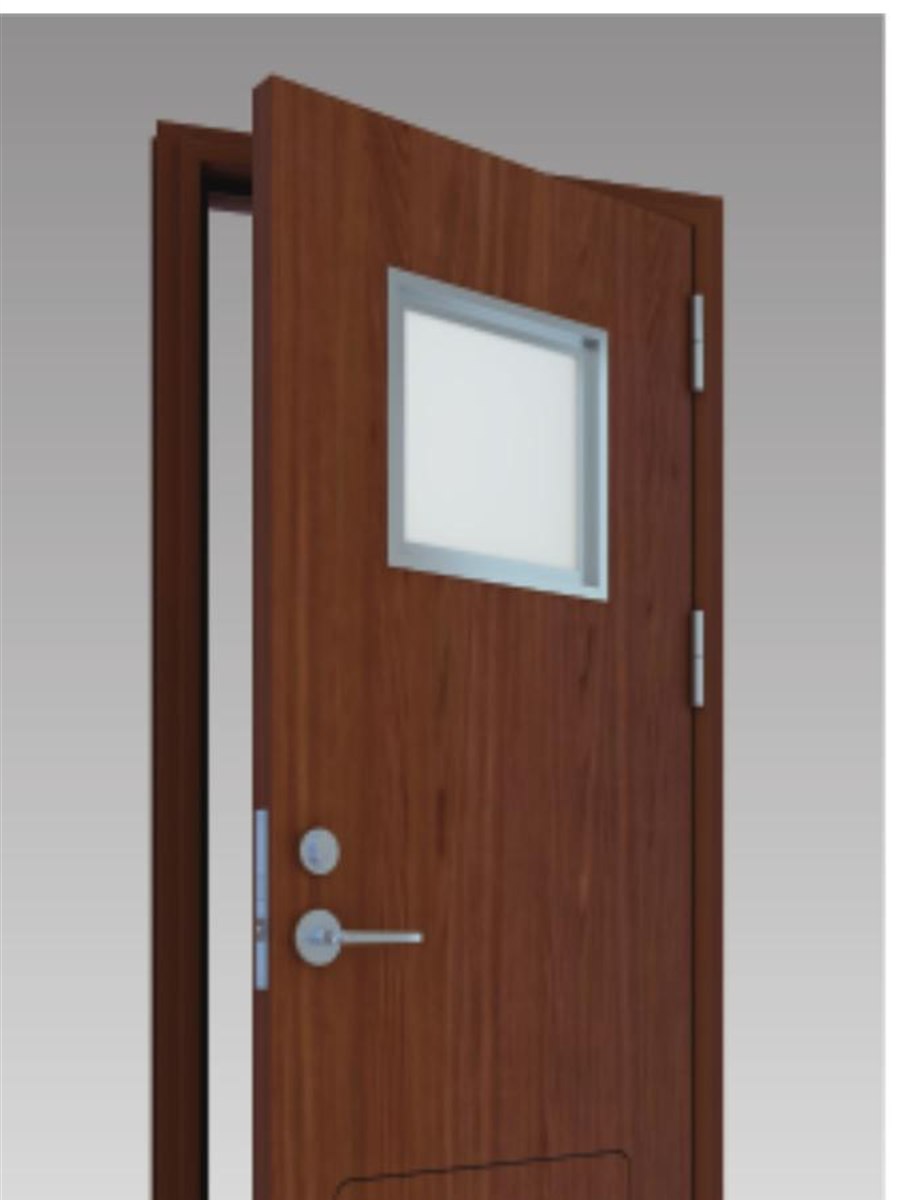Fire rated cabin door with vision panel