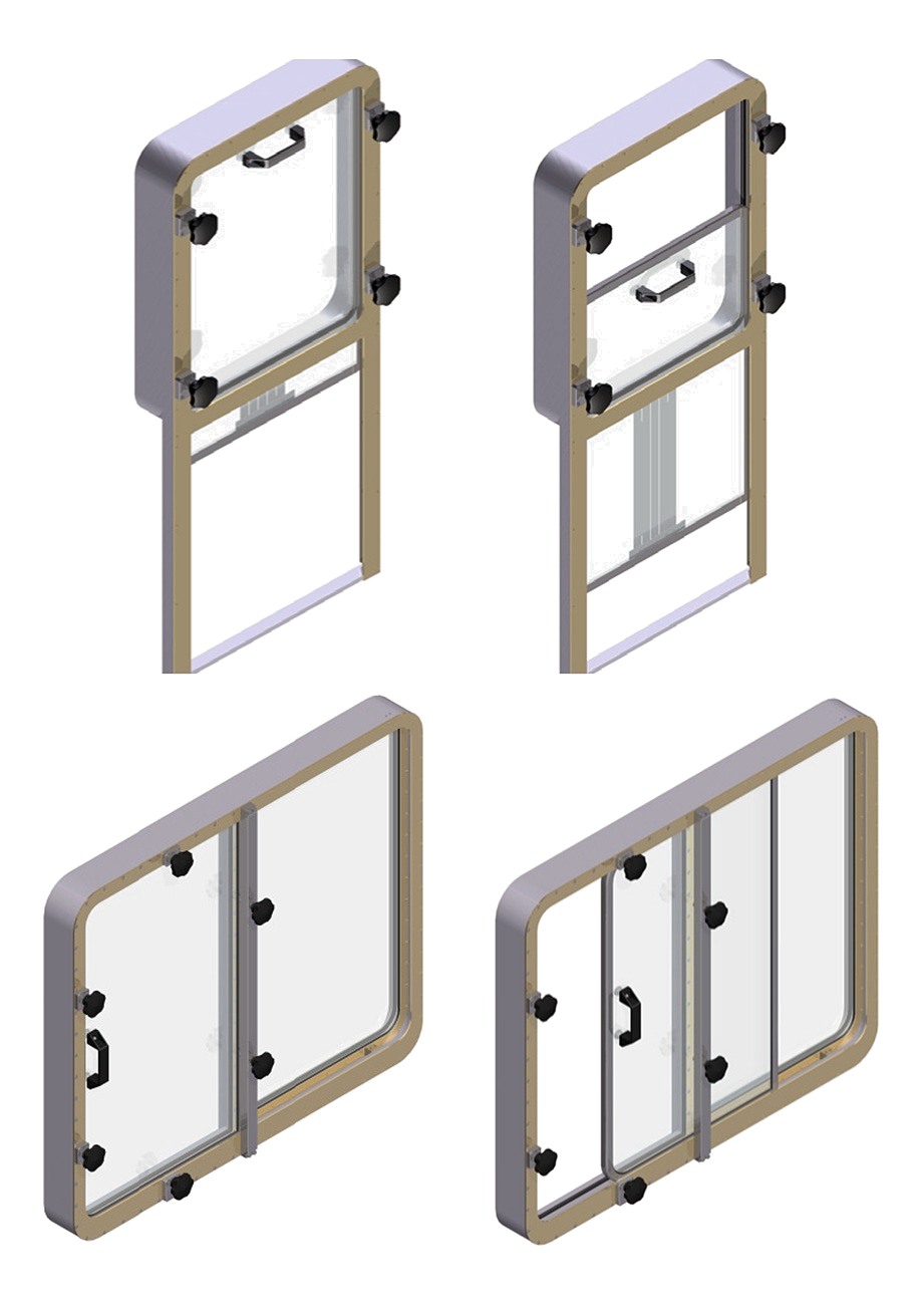 Vertical and horizontal sliding marine windows